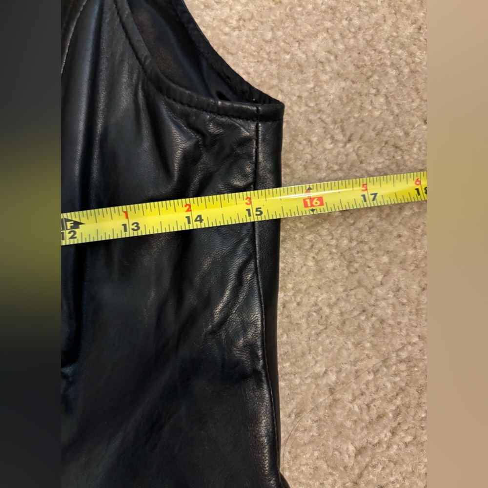 Siena Studio Vintage Leather Gold Accent Full Zip Black Vest Women’s Size Small - Picture 9 of 13